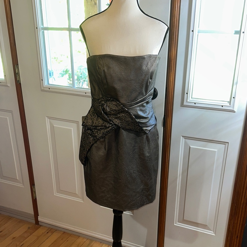 Badgley Mischka Strapless Bronze Dress